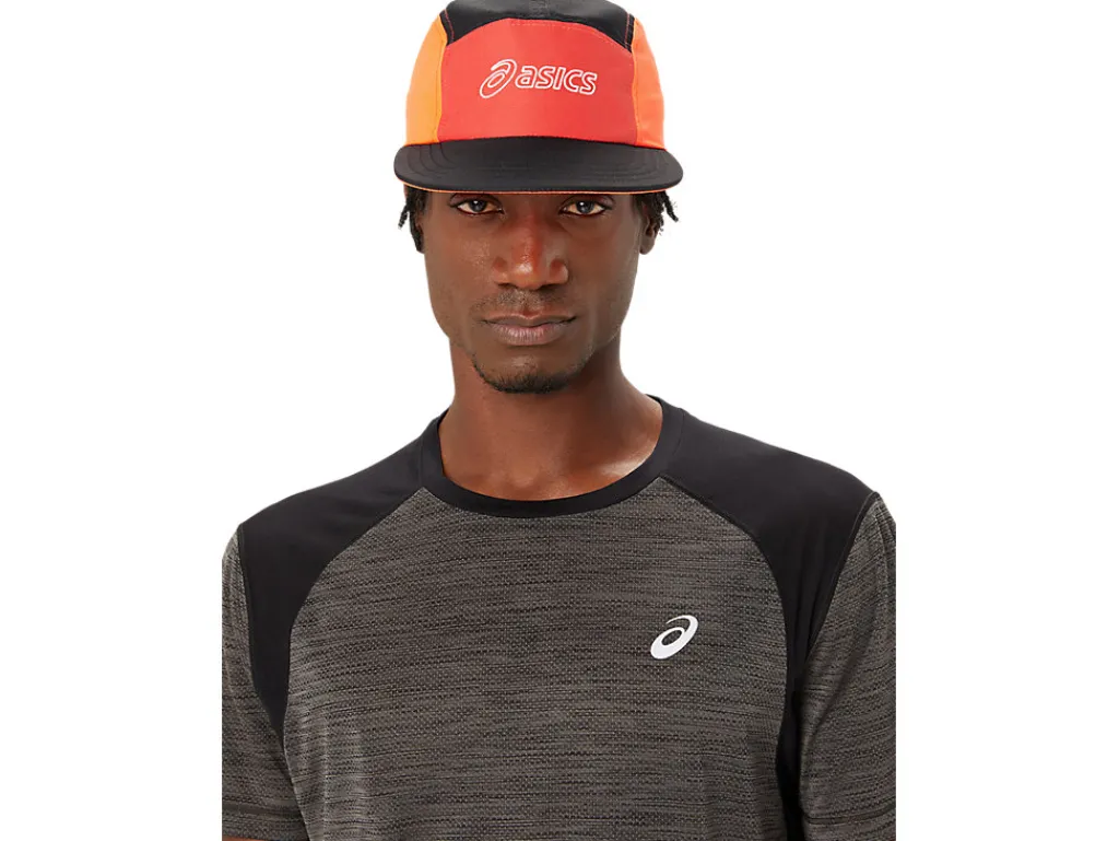 asics__panel_cap_3.webp ASICS Hardlopen | Hoofddeksels> 5 PANEL CAP Sunrise Red/True Red/Perf Black