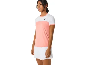 ASICS Kleding | Tennis>COURT SS TOP Guava/Brilliant White