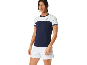 ASICS Kleding | Tennis>COURT SS TOP Midnight/Brilliant White