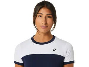ASICS Kleding | Tennis>COURT SS TOP Midnight/Brilliant White