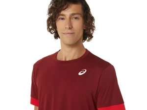 ASICS Kleding | Tennis>COURT SS TOP Beet Juice/Classic Red