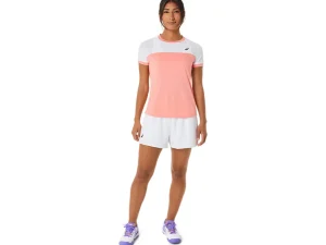 ASICS Kleding | Tennis>COURT SS TOP Guava/Brilliant White