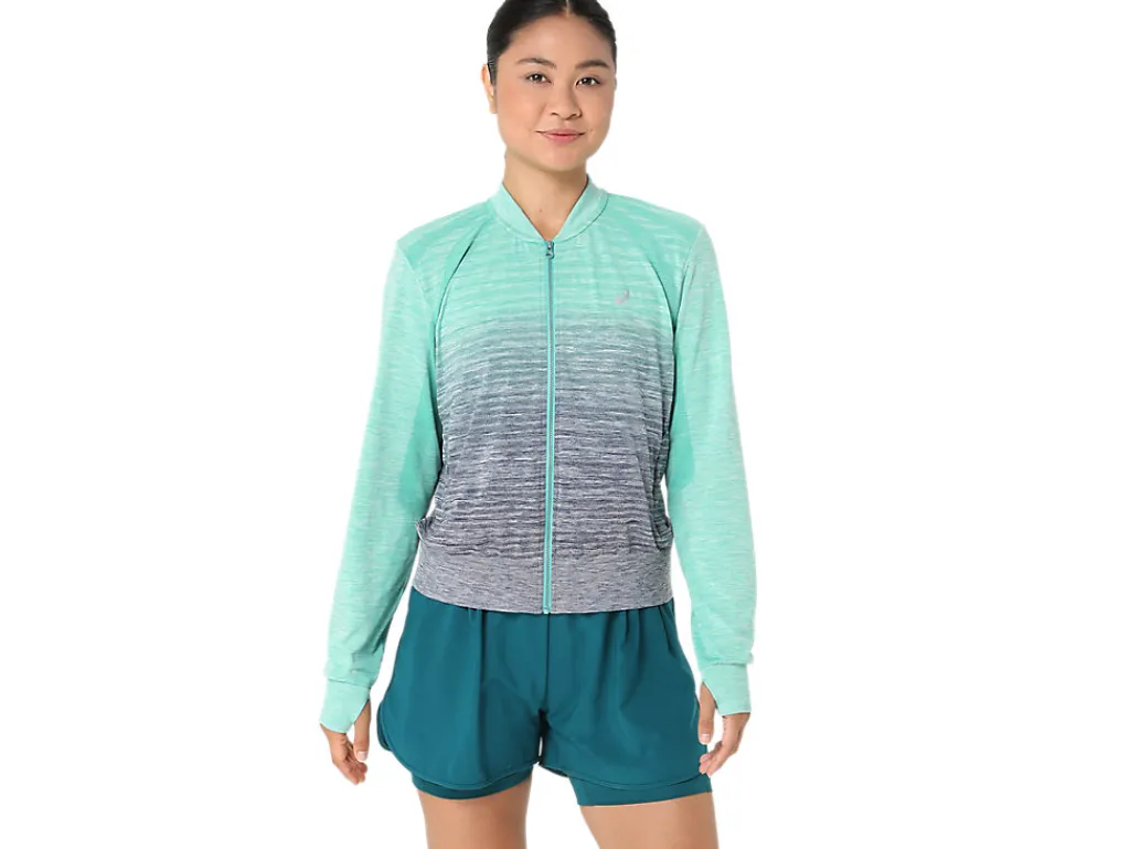 nagino_run_seamless_jacke_0.webp ASICS Kleding | Hardlopen>NAGINO RUN SEAMLESS JACKET Aurora Green/Blue Expanse