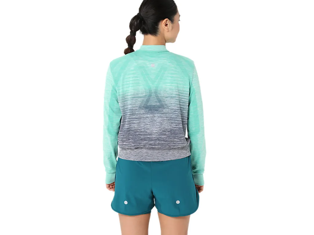 nagino_run_seamless_jacke_1.webp ASICS Kleding | Hardlopen>NAGINO RUN SEAMLESS JACKET Aurora Green/Blue Expanse