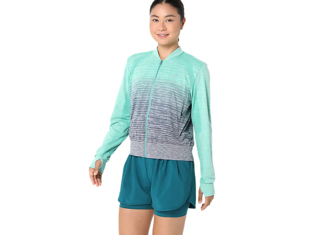 nagino_run_seamless_jacke_2.webp ASICS Kleding | Hardlopen>NAGINO RUN SEAMLESS JACKET Aurora Green/Blue Expanse