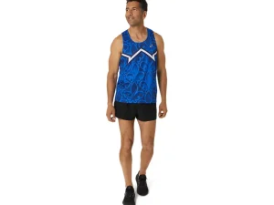 ASICS Kleding | Hardlopen>NATIONS RUN SINGLET Blue